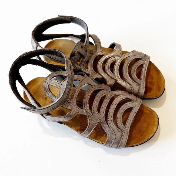 NAOT Sara Metallic Leather Gladiator Style Sandals Women’s Size‎ 4 EU 35 Summer - Picture 5 of 11